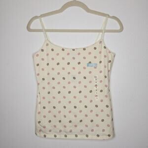 NWT Vintage y2k Gap Polka Dot Cami Bra Tank Top Shirt Ivory Stretch Small
